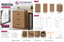 Modern 3 Drawer Pedestal CAD Model